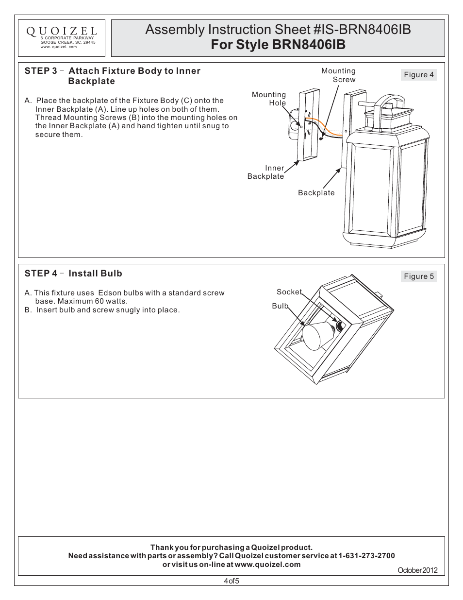 Quoizel BRN8406IB Byron User Manual | Page 4 / 5