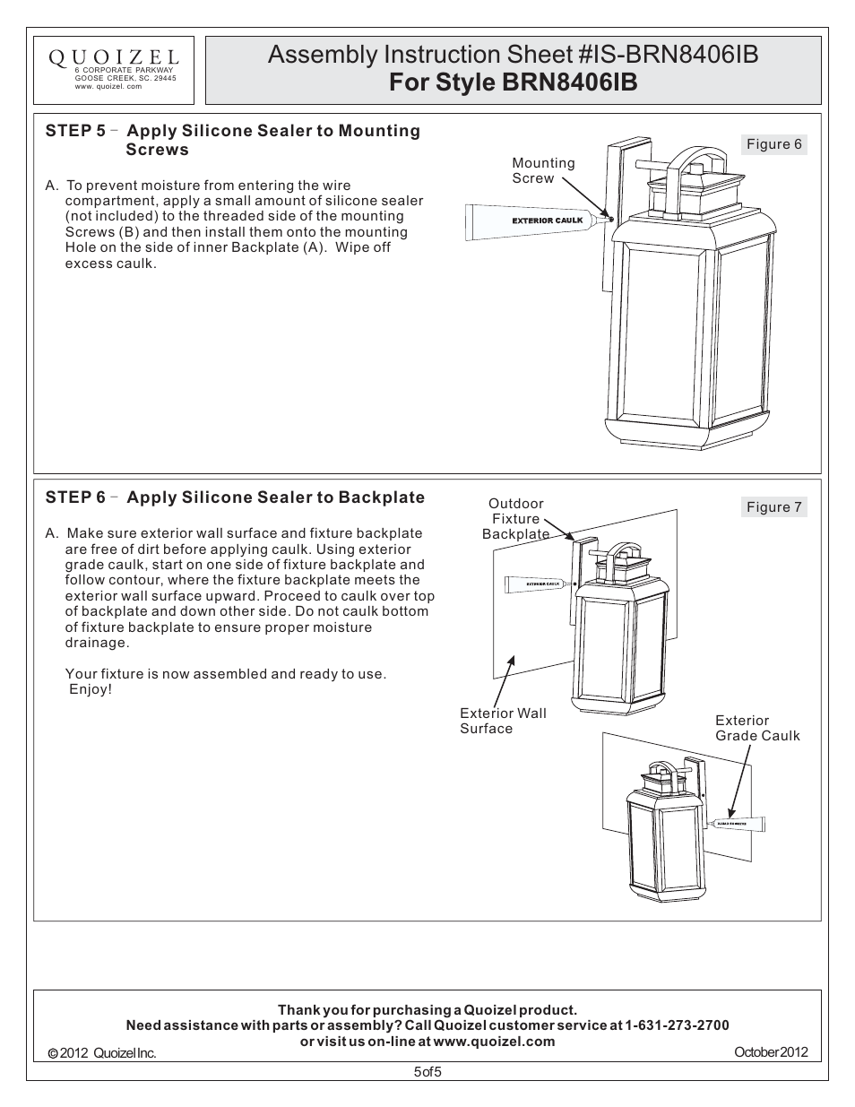 Quoizel BRN8406IB Byron User Manual | Page 5 / 5