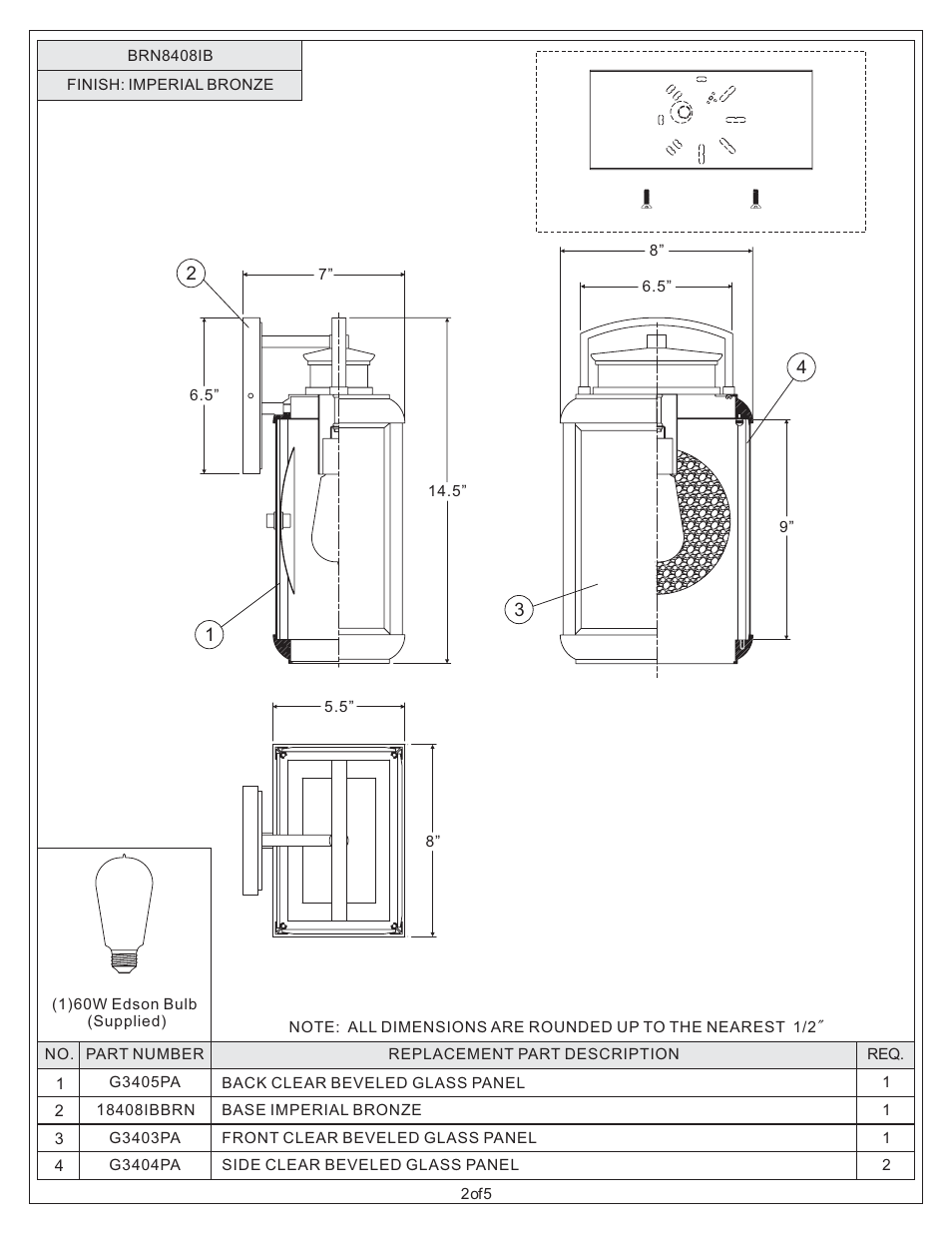 Quoizel BRN8408IB Byron User Manual | Page 2 / 5
