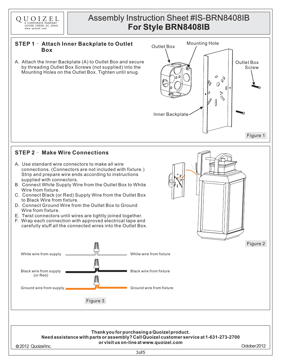 Quoizel BRN8408IB Byron User Manual | Page 3 / 5