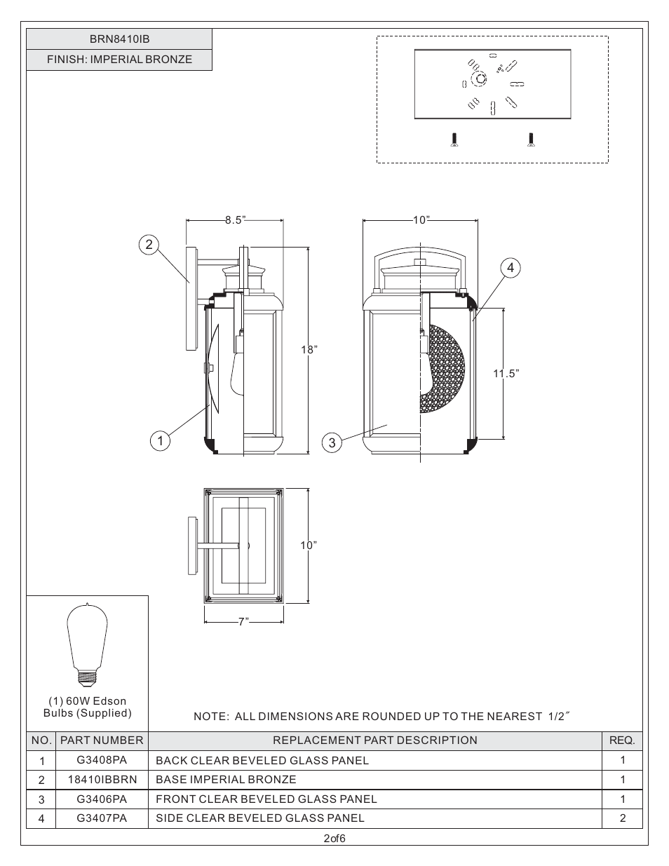 Quoizel BRN8410IB Byron User Manual | Page 2 / 6