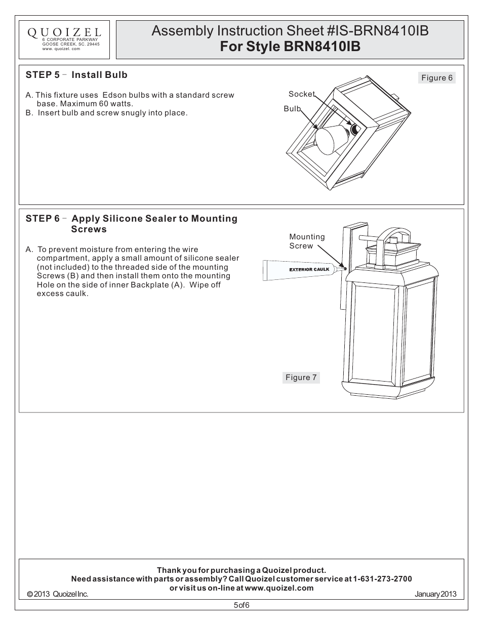 Quoizel BRN8410IB Byron User Manual | Page 5 / 6