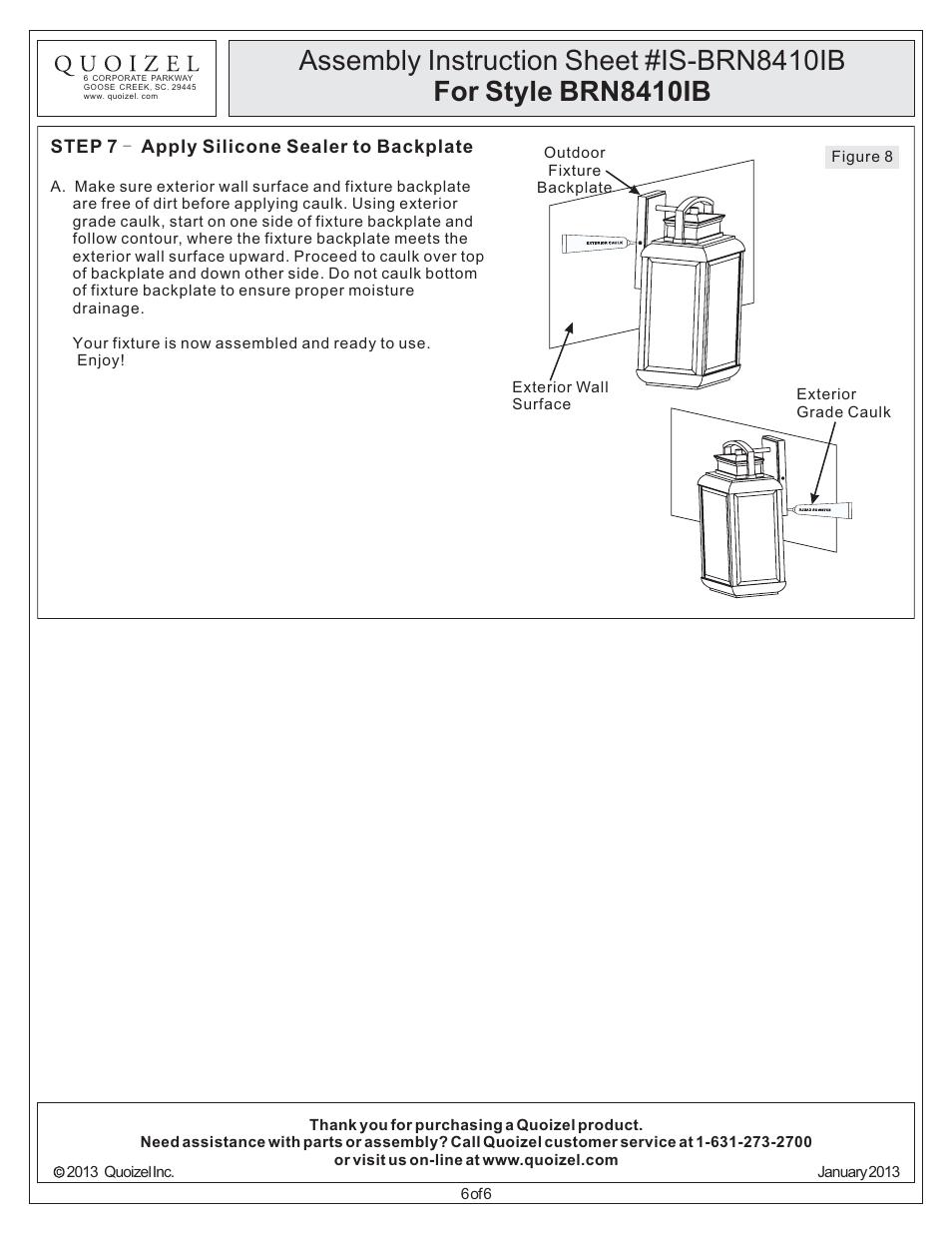 Quoizel BRN8410IB Byron User Manual | Page 6 / 6