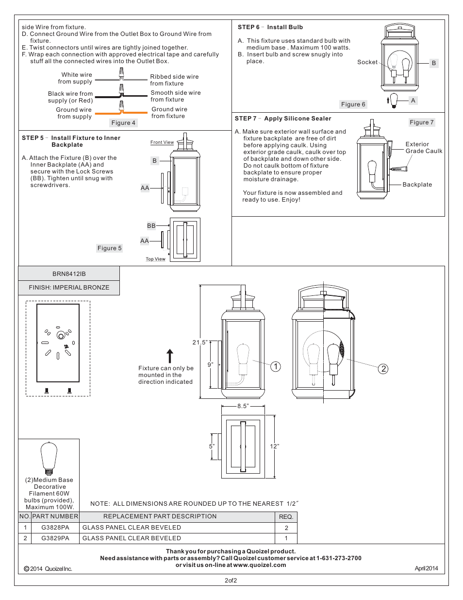 Quoizel BRN8412IB Byron User Manual | Page 2 / 2