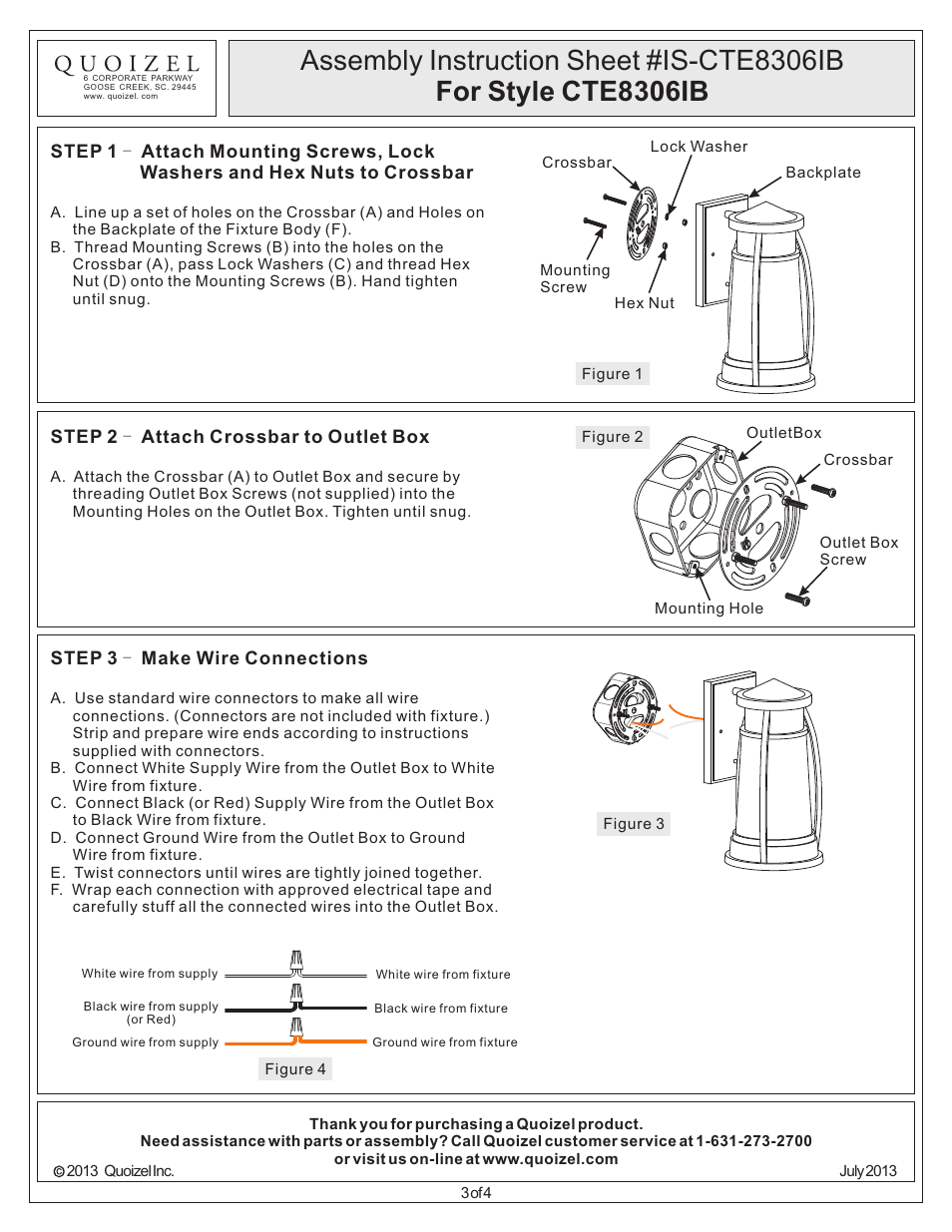 Quoizel CTE8306IB Captree User Manual | Page 3 / 4