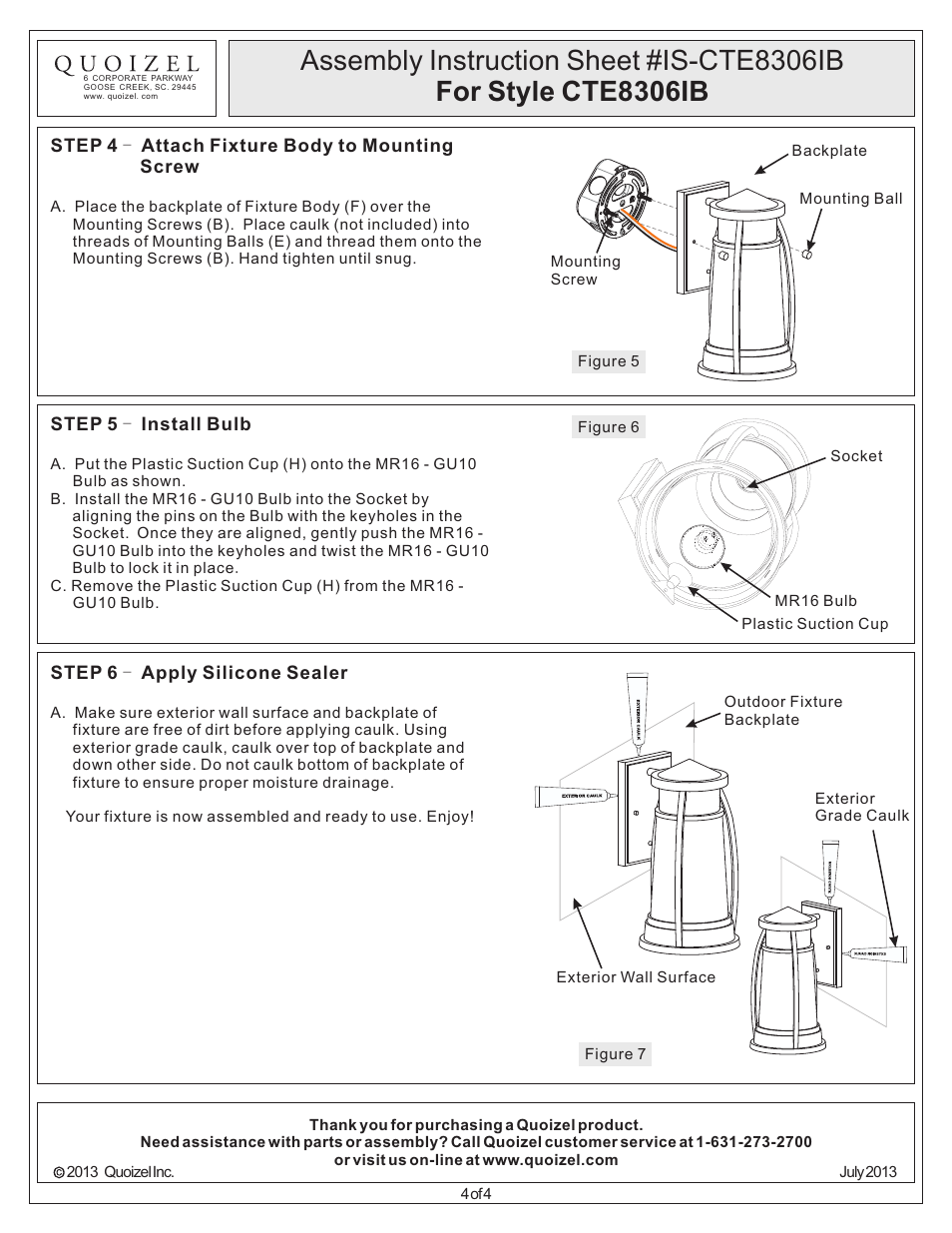 Quoizel CTE8306IB Captree User Manual | Page 4 / 4