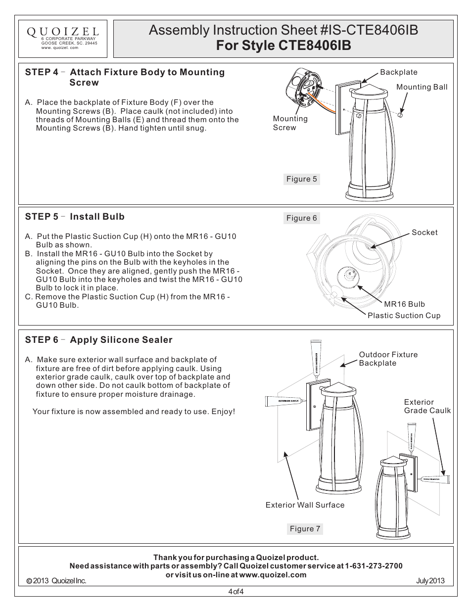 Quoizel CTE8406IB Captree User Manual | Page 4 / 4