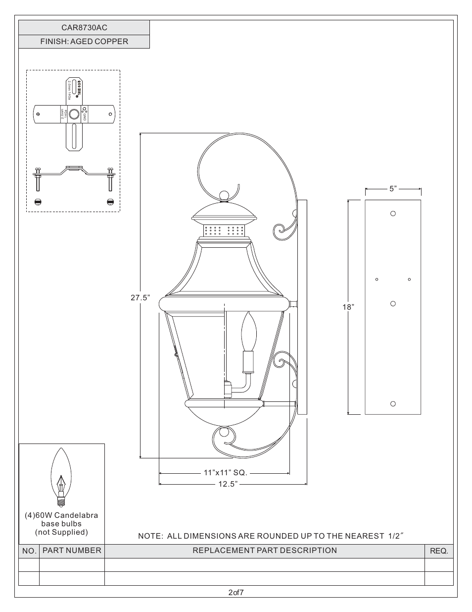 Quoizel CAR8730AC Carleton User Manual | Page 2 / 7