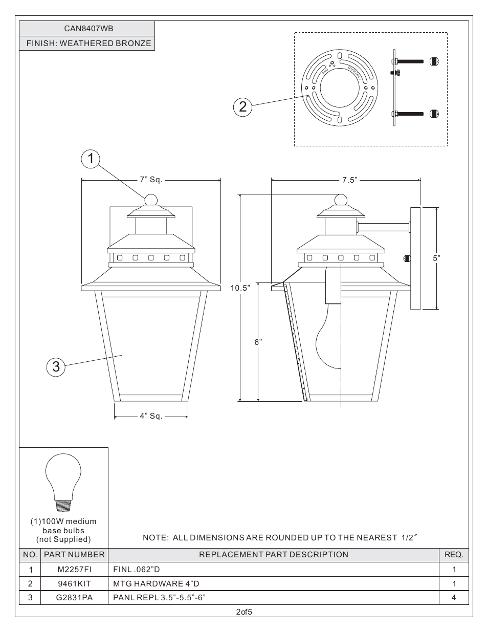 Quoizel CAN8407WB Carson User Manual | Page 2 / 5