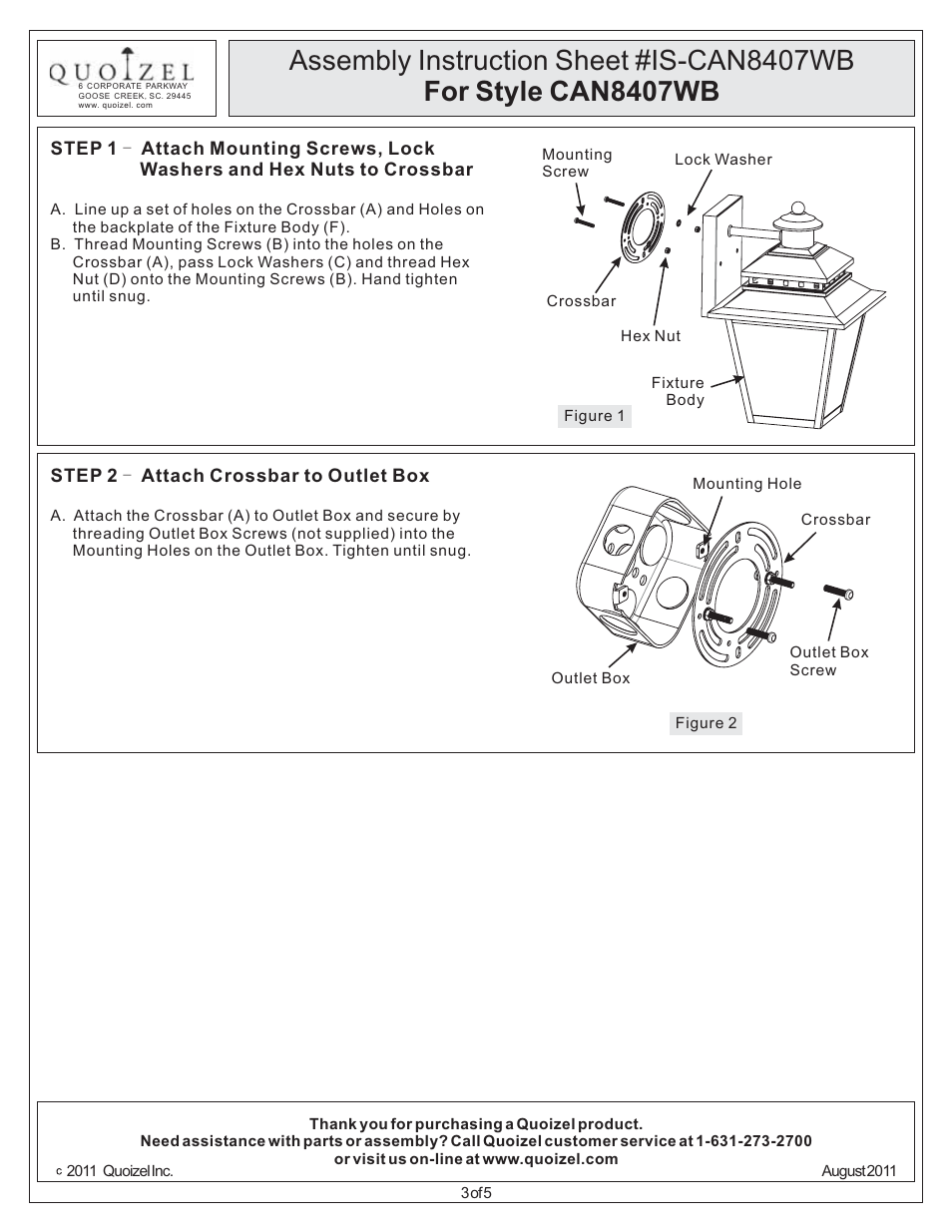 Quoizel CAN8407WB Carson User Manual | Page 3 / 5