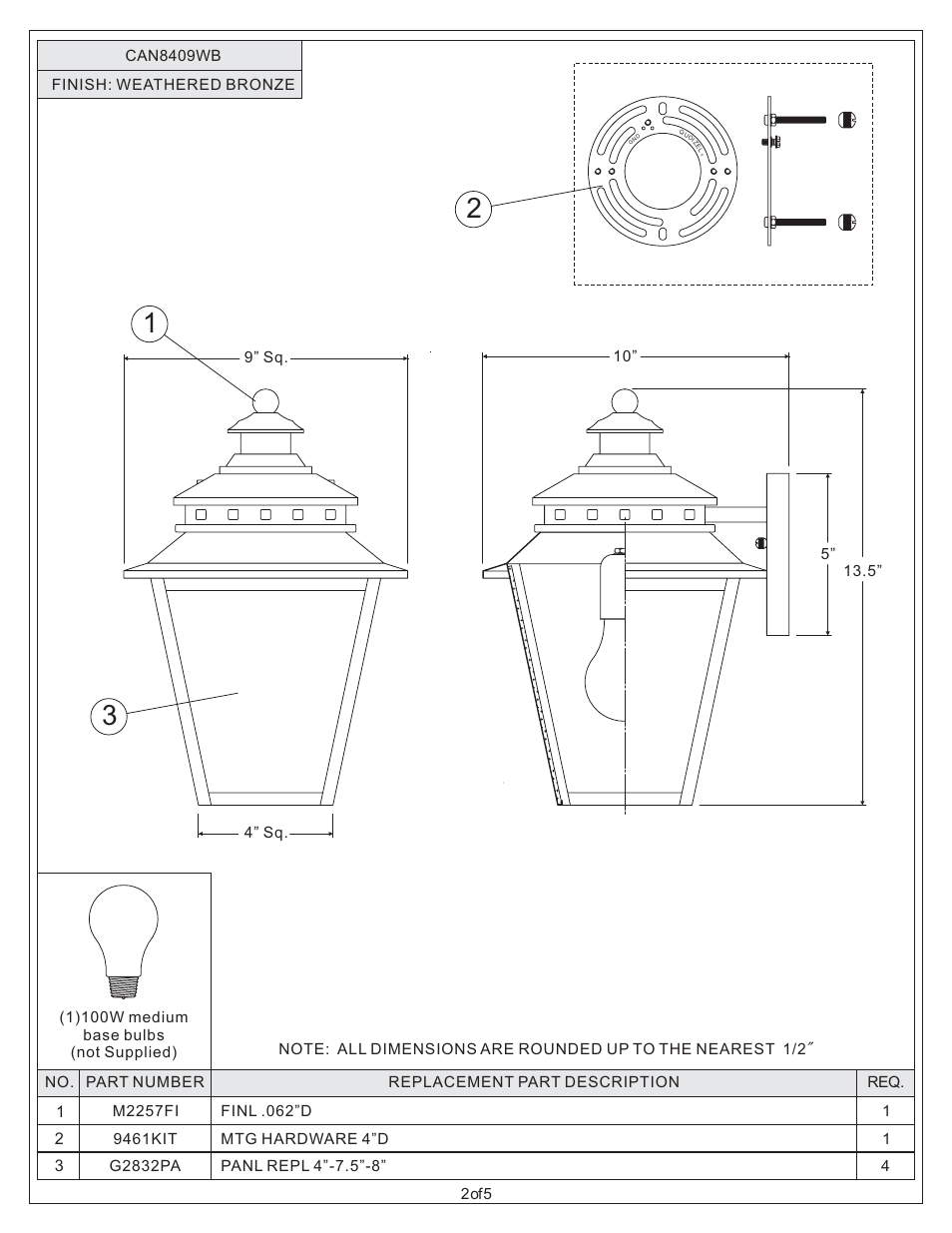 Quoizel CAN8409WB Carson User Manual | Page 2 / 5