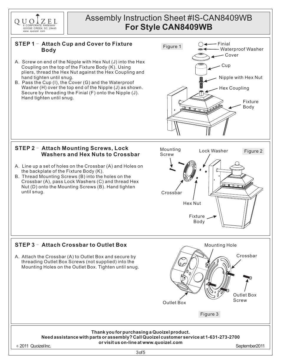 Quoizel CAN8409WB Carson User Manual | Page 3 / 5