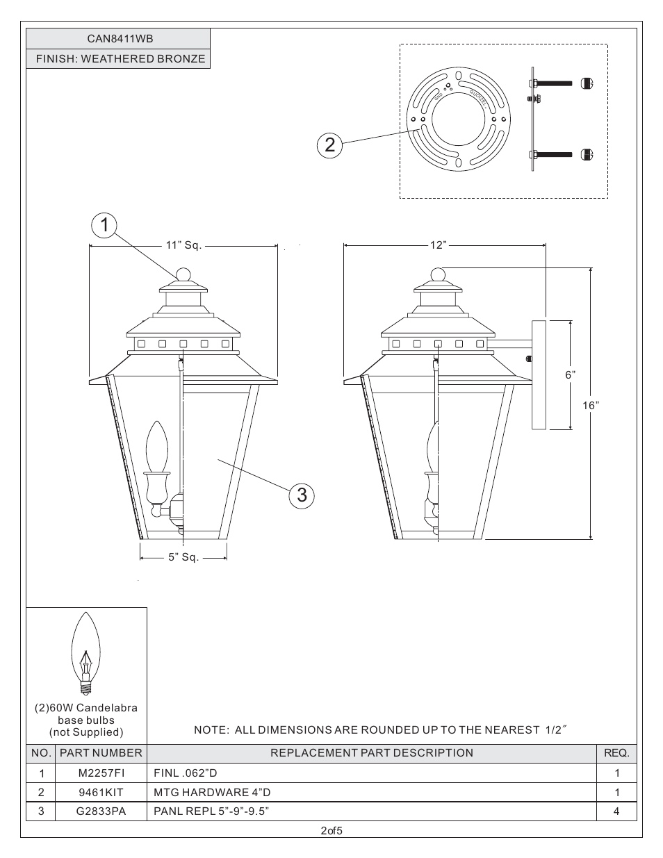 Quoizel CAN8411WB Carson User Manual | Page 2 / 5