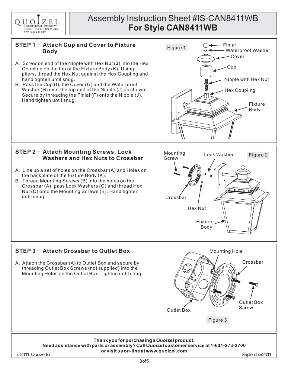 Quoizel CAN8411WB Carson User Manual | Page 3 / 5