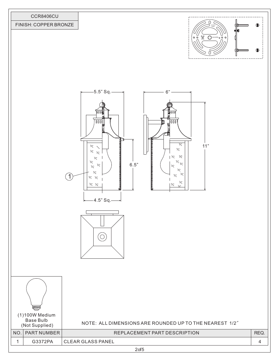 Quoizel CCR8406CU Chancellor User Manual | Page 2 / 5