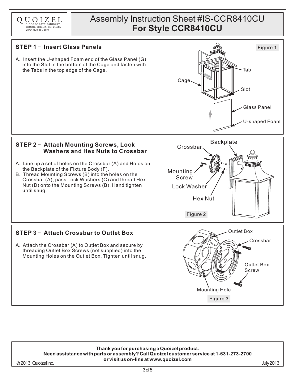 Quoizel CCR8406CU Chancellor User Manual | Page 3 / 5