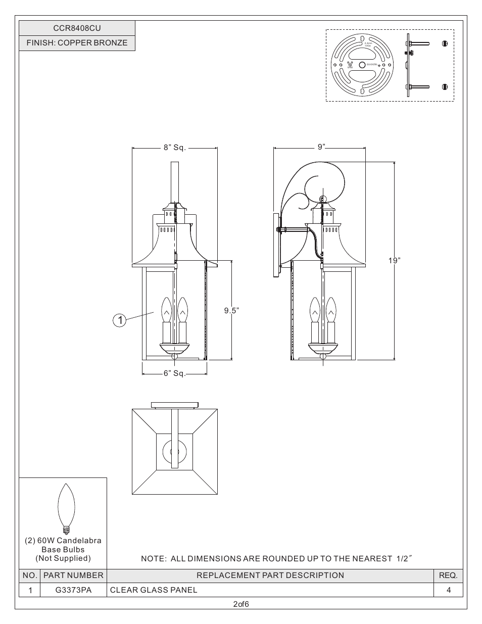 Quoizel CCR8408CU Chancellor User Manual | Page 2 / 6