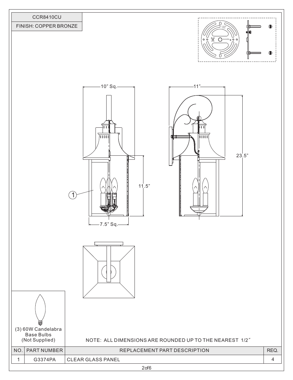Quoizel CCR8410CU Chancellor User Manual | Page 2 / 6