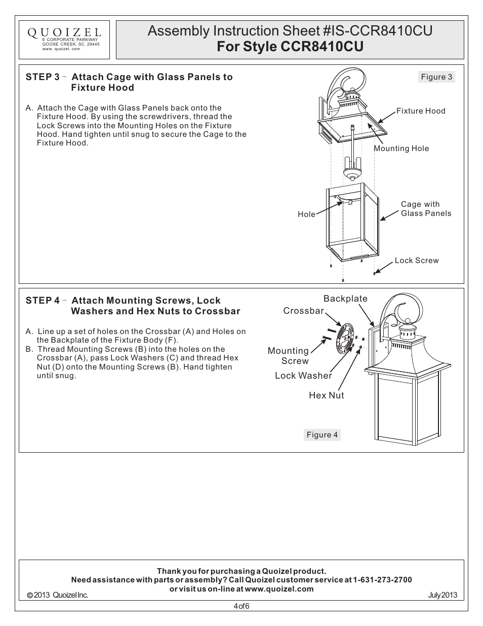 Quoizel CCR8410CU Chancellor User Manual | Page 4 / 6