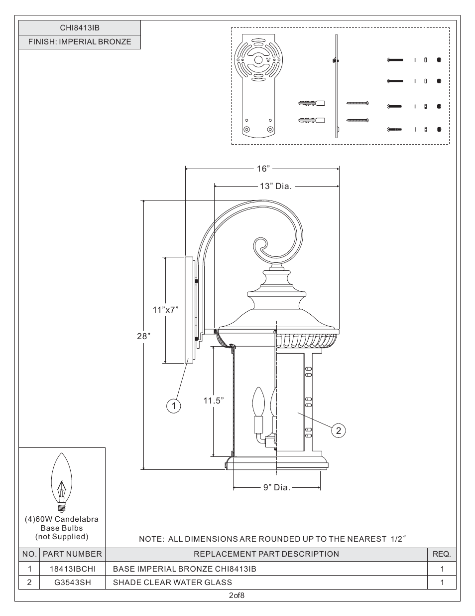 Quoizel CHI8413IB Chimera User Manual | Page 2 / 8