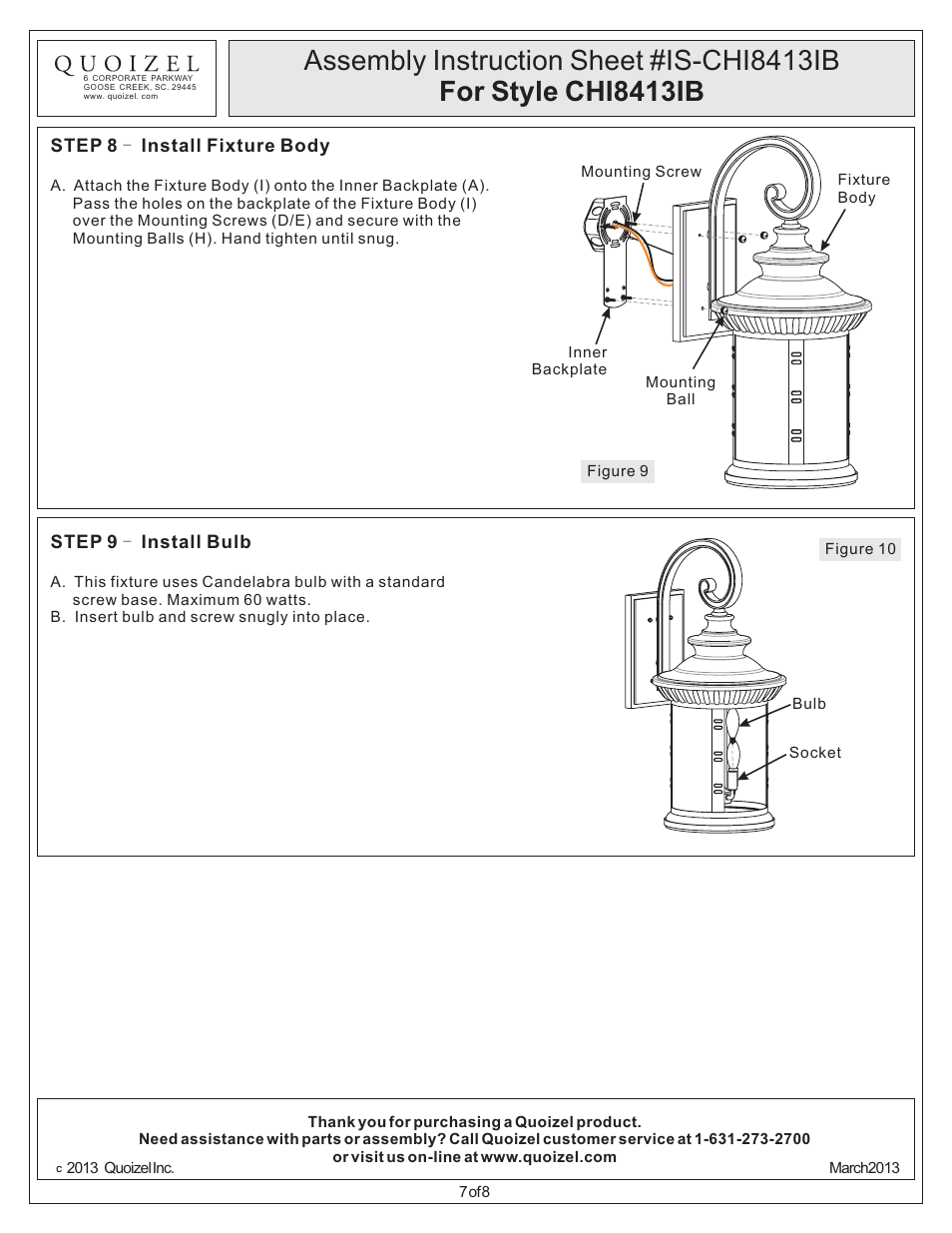 Quoizel CHI8413IB Chimera User Manual | Page 7 / 8