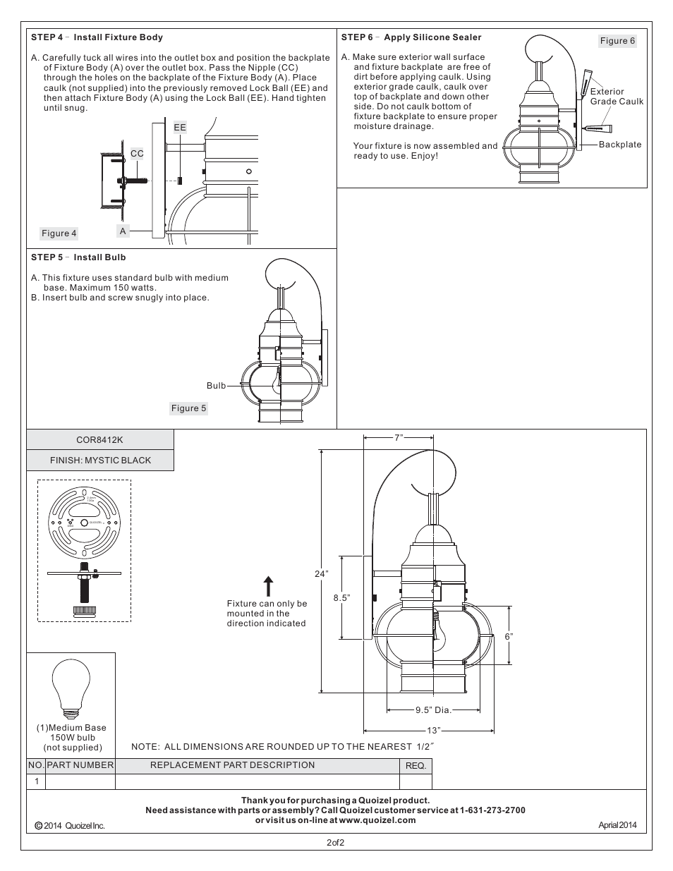 Quoizel COR8412K Cooper User Manual | Page 2 / 2