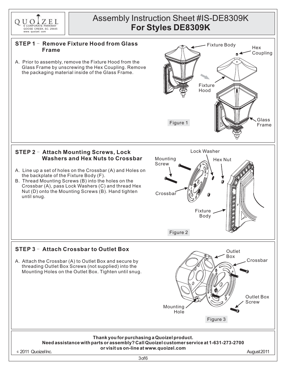 Quoizel DE8309K Devon User Manual | Page 3 / 6