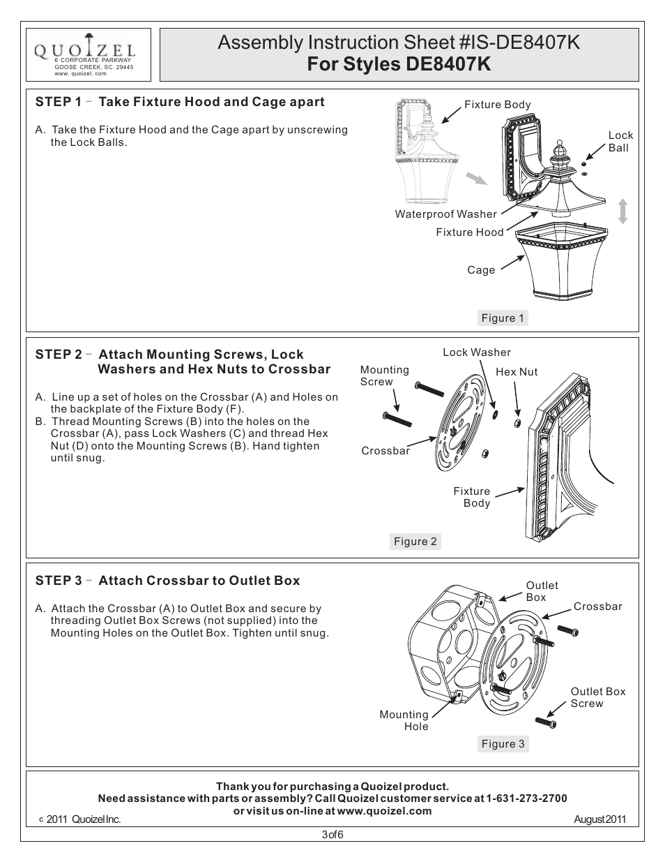 Quoizel DE8407K Devon User Manual | Page 3 / 6