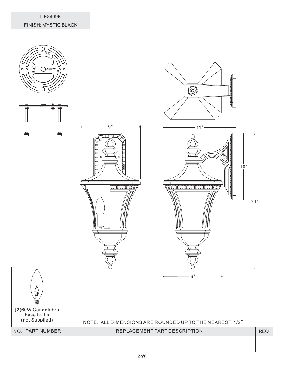 Quoizel DE8409K Devon User Manual | Page 2 / 6