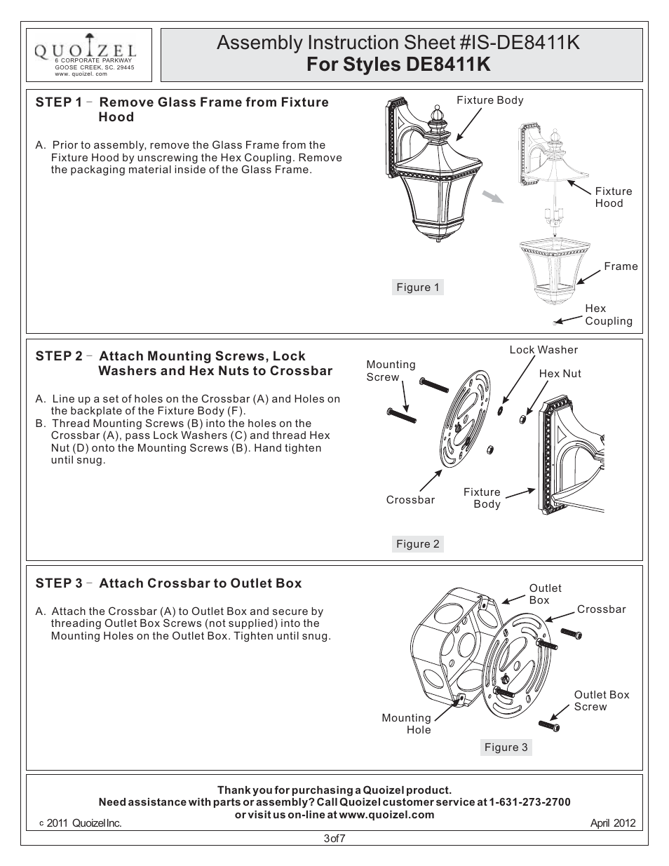 Quoizel DE8411K Devon User Manual | Page 3 / 7