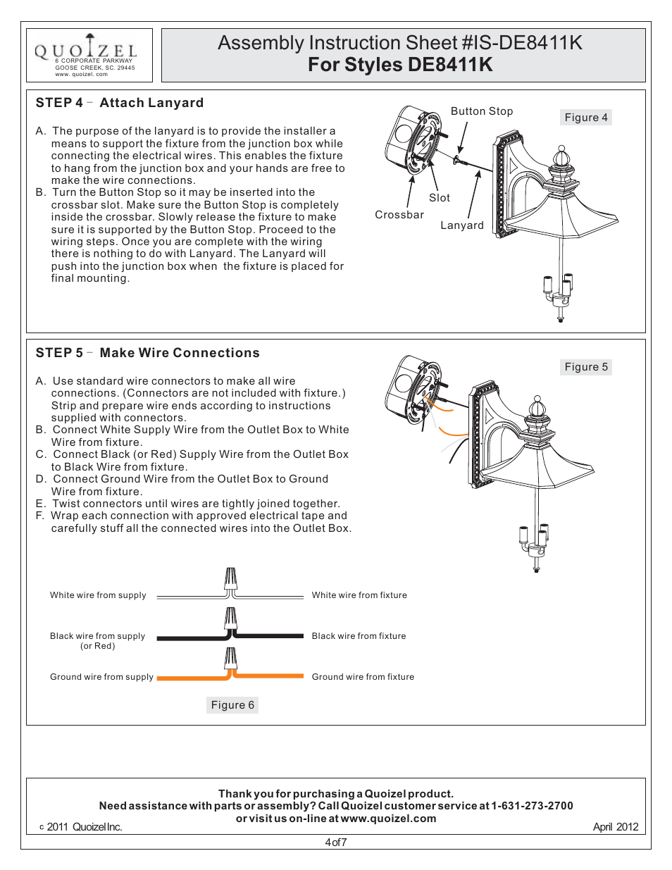 Quoizel DE8411K Devon User Manual | Page 4 / 7