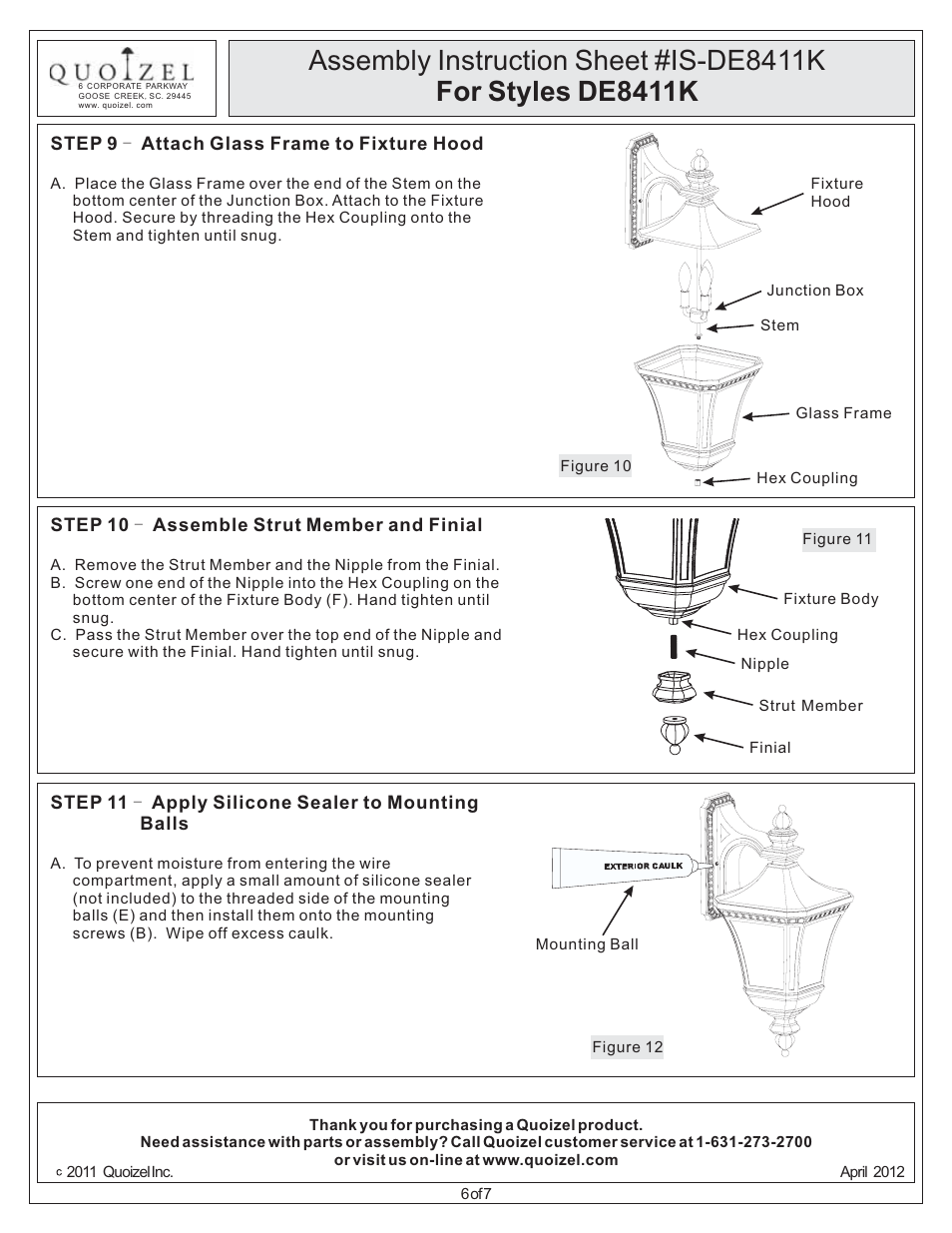 Quoizel DE8411K Devon User Manual | Page 6 / 7