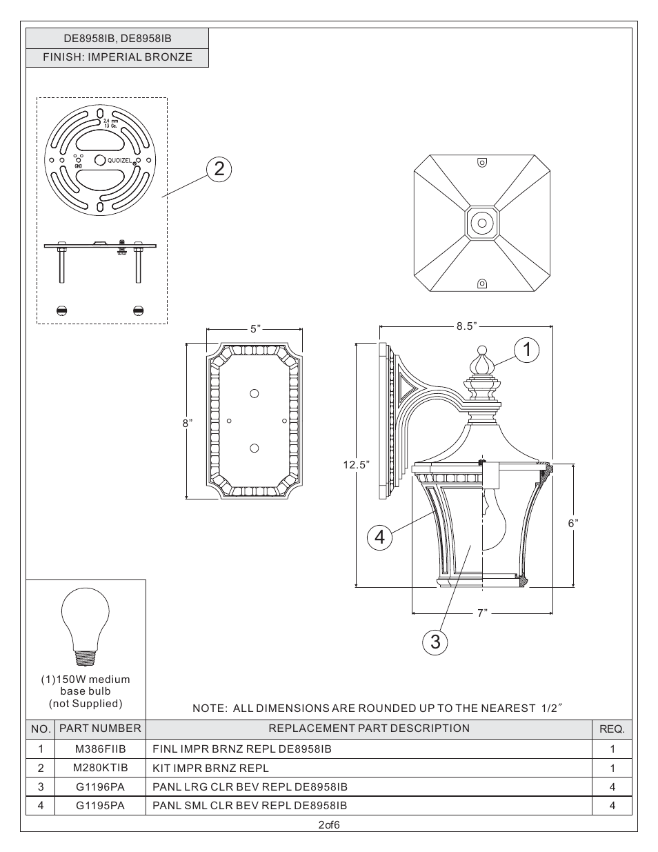 Quoizel DE8958IB Devon User Manual | Page 2 / 6