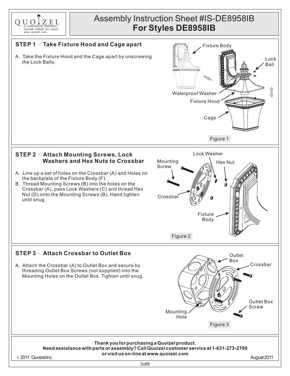 Quoizel DE8958IB Devon User Manual | Page 3 / 6