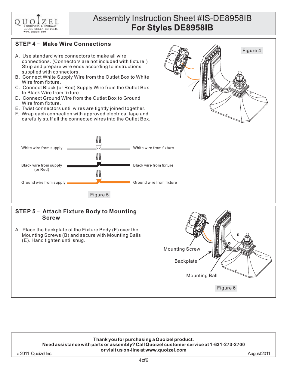 Quoizel DE8958IB Devon User Manual | Page 4 / 6