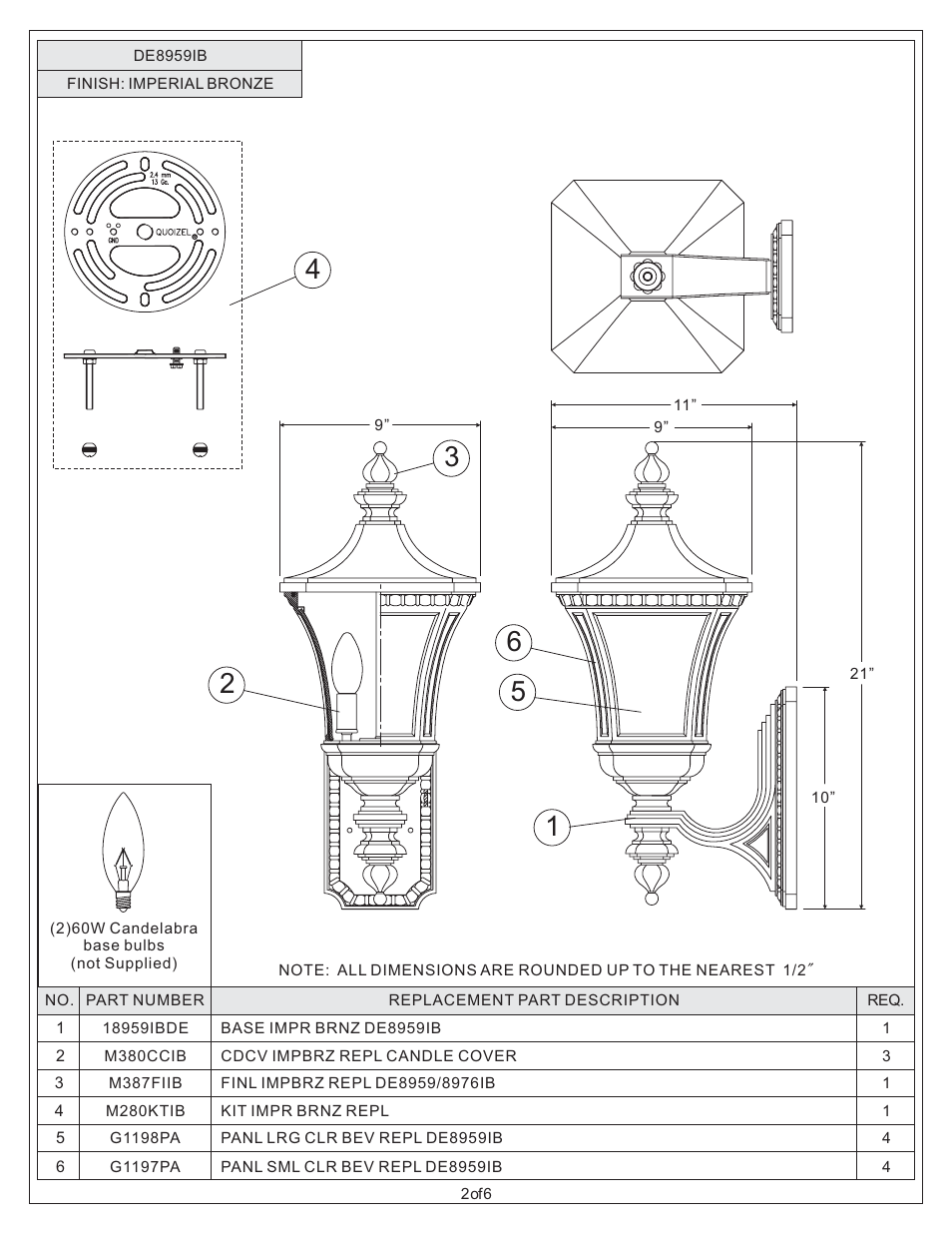 Quoizel DE8959IB Devon User Manual | Page 2 / 6