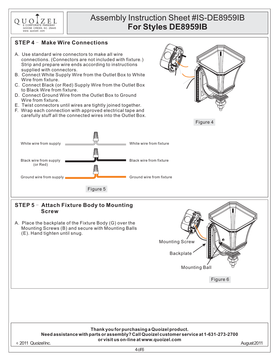Quoizel DE8959IB Devon User Manual | Page 4 / 6