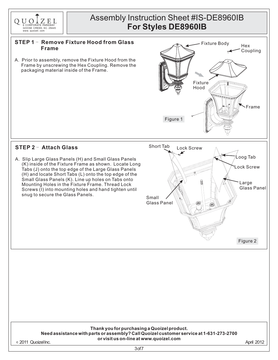 Quoizel DE8960IB Devon User Manual | Page 3 / 7