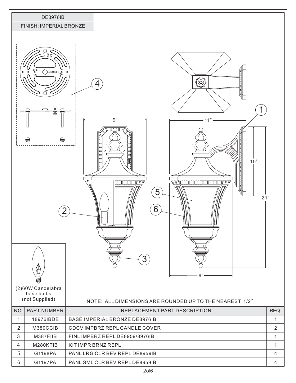 Quoizel DE8976IB Devon User Manual | Page 2 / 6