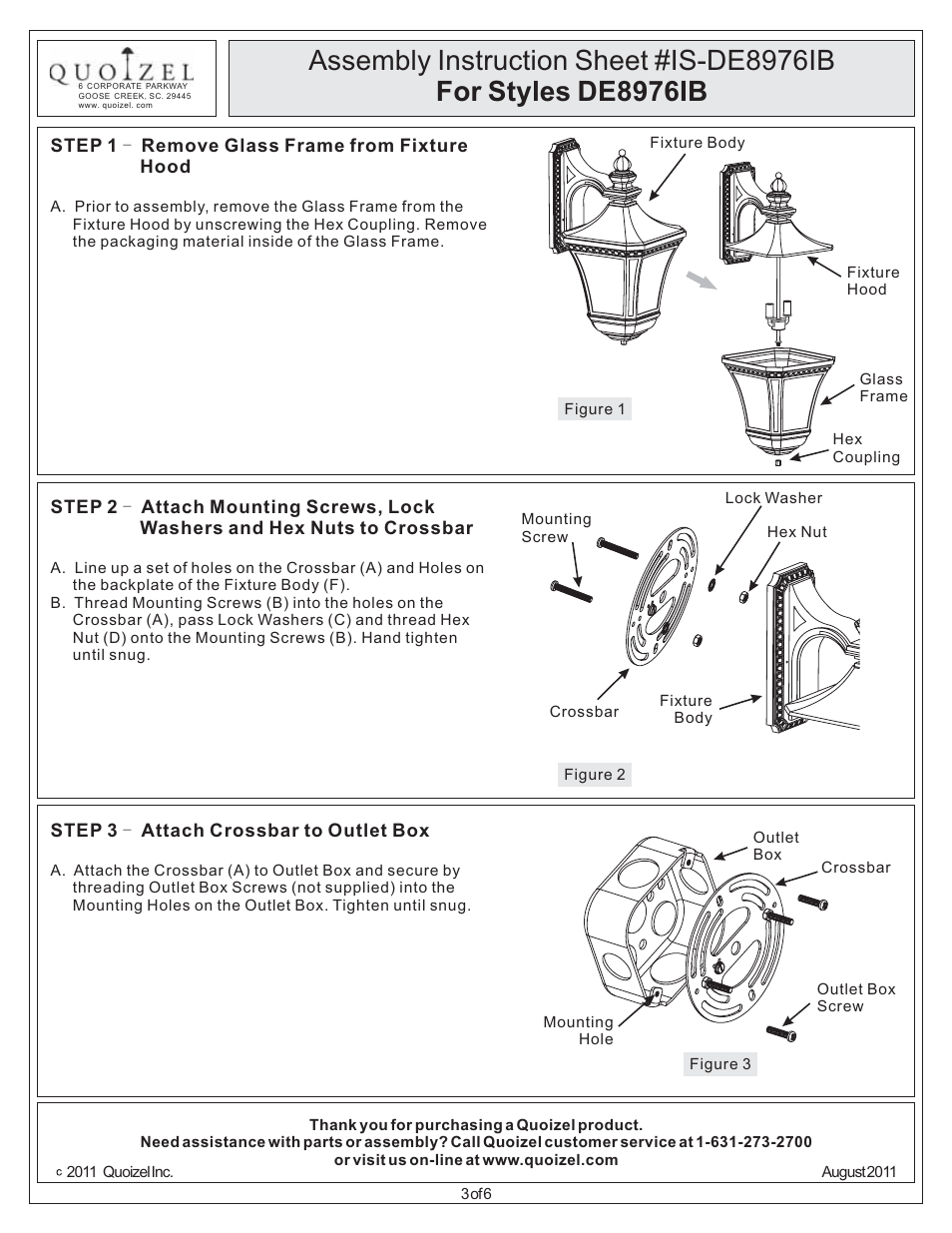 Quoizel DE8976IB Devon User Manual | Page 3 / 6