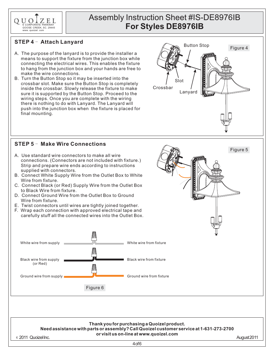 Quoizel DE8976IB Devon User Manual | Page 4 / 6