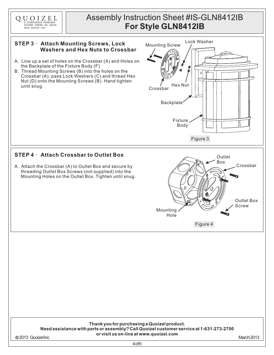 Quoizel GLN8412IB Galen User Manual | Page 4 / 6