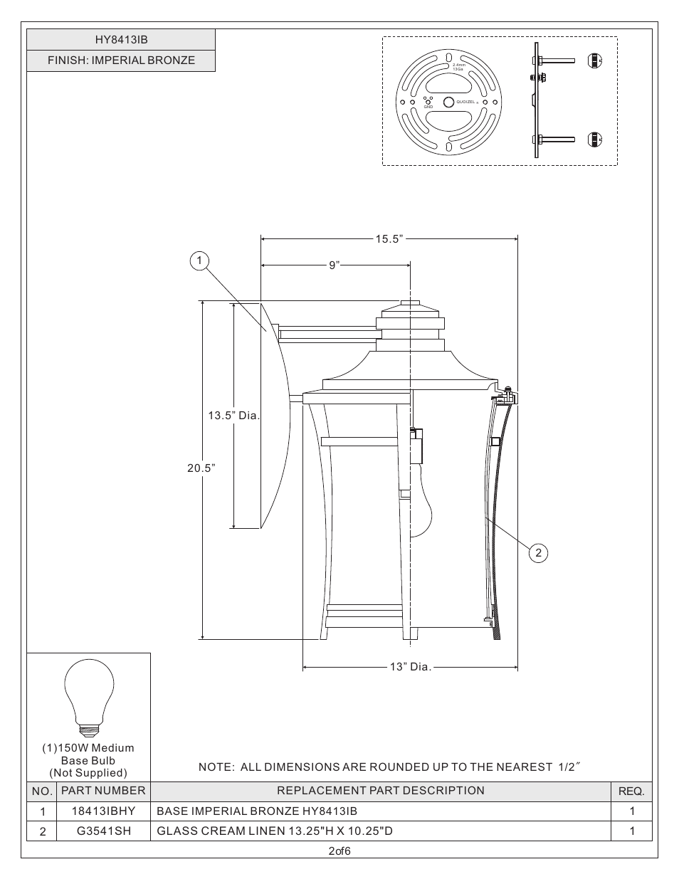 Quoizel HY8413IB Harmony User Manual | Page 2 / 6