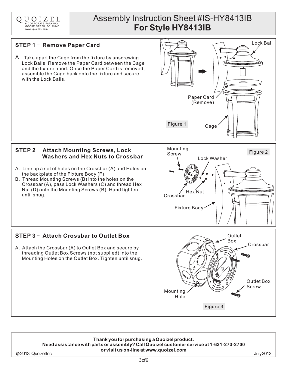 Quoizel HY8413IB Harmony User Manual | Page 3 / 6