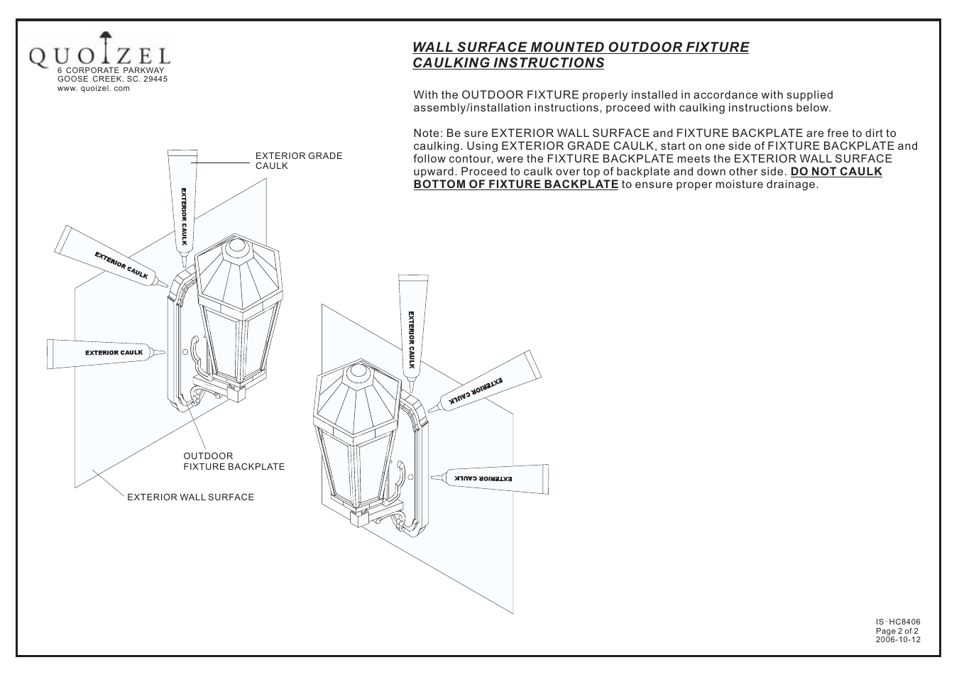 Quoizel HCE8411IB Hillcrest User Manual | Page 2 / 2