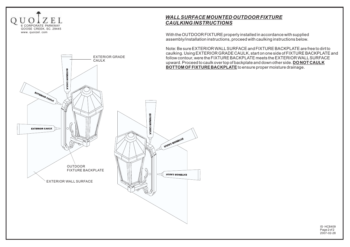 Quoizel HCE8409IB Hillcrest User Manual | Page 2 / 2