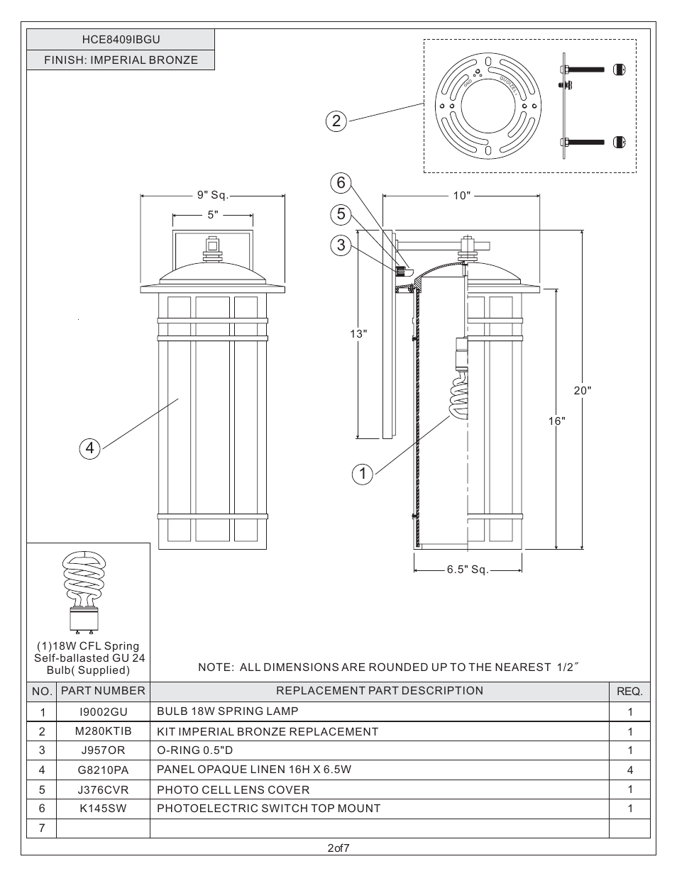 Quoizel HCE8509IBFL Hillcrest User Manual | Page 2 / 7