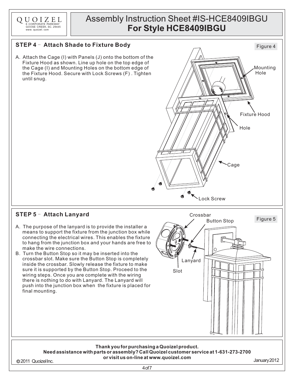 Quoizel HCE8509IBFL Hillcrest User Manual | Page 4 / 7