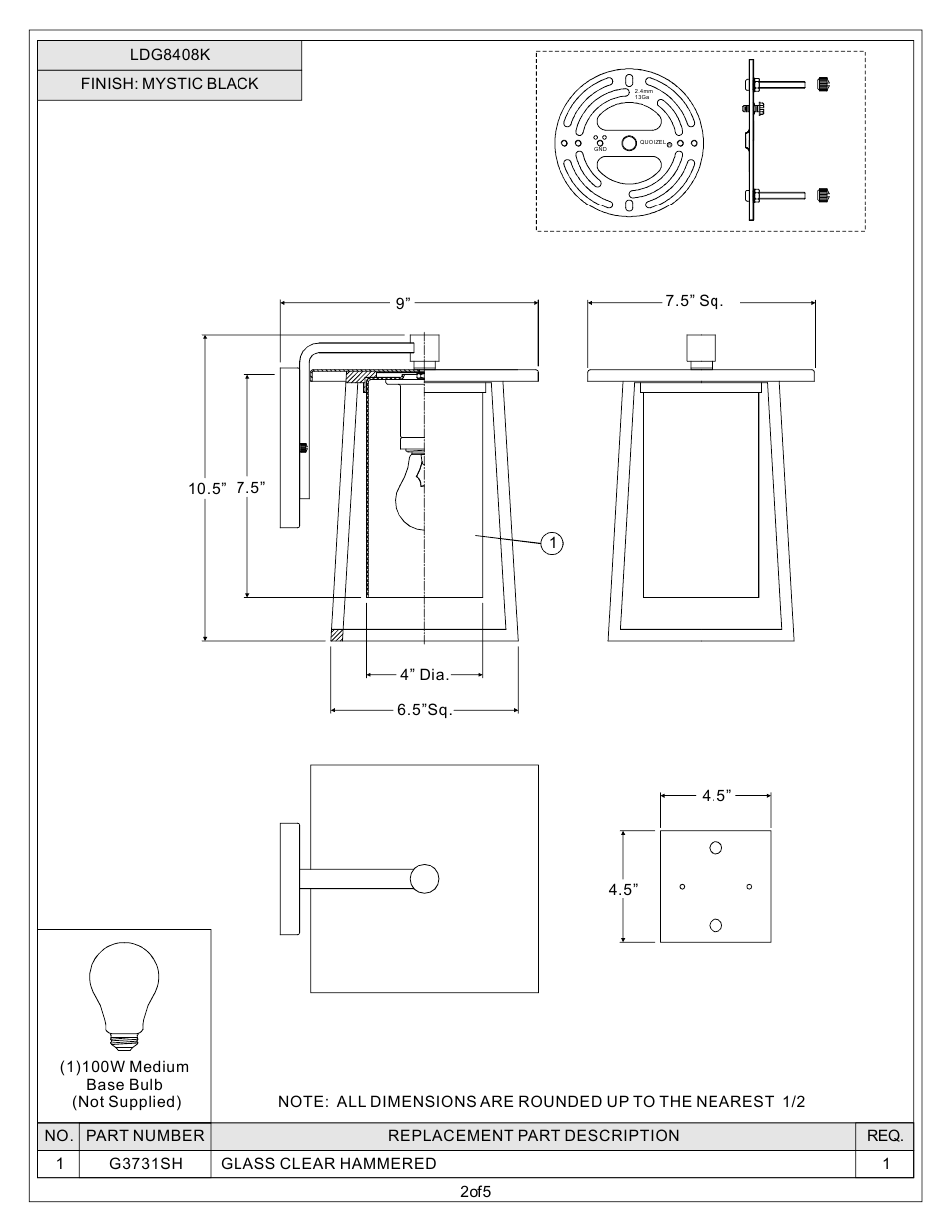 Quoizel LDG8408K Lodge User Manual | Page 2 / 5