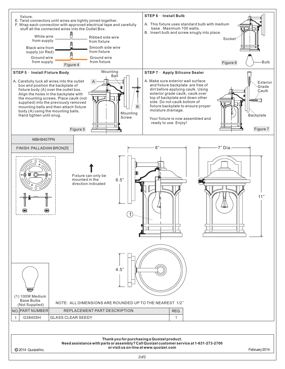 Quoizel MBH8407PN Marblehead User Manual | Page 2 / 2